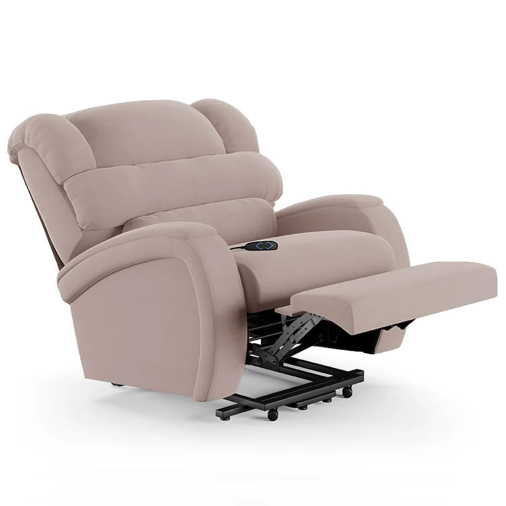 Poltrona do Papai Reclinável Kalie Elevação Lift Elétrico FH9 Veludo Rosê - Mpozenato