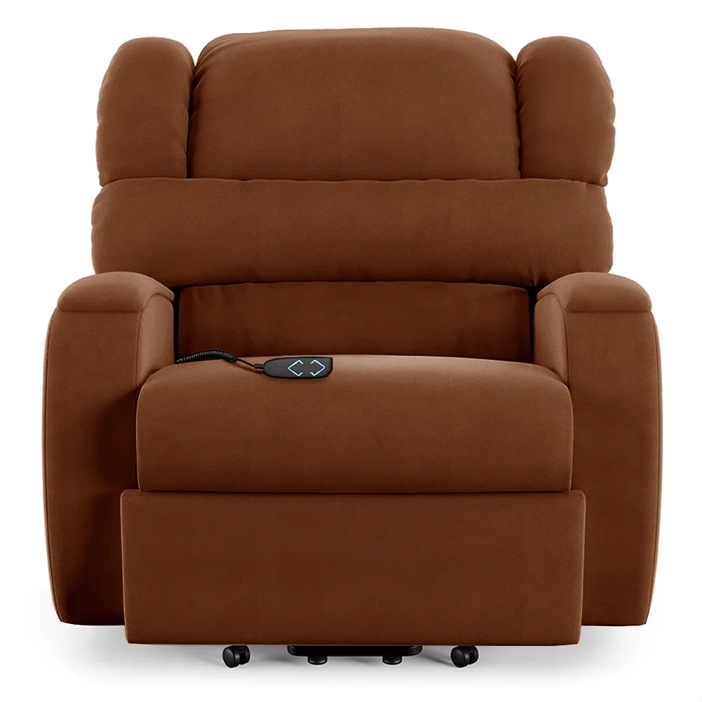 Poltrona do Papai Reclinável Kalie Elevação Lift Elétrico FH9 Veludo Terracota - Mpozenato