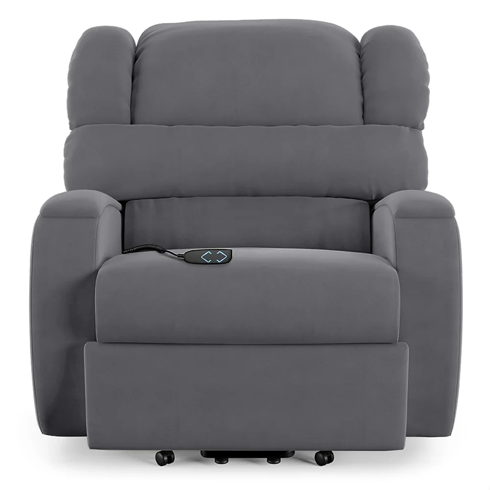 Poltrona do Papai Reclinável Kalie Elevação Lift Elétrico FH9 Veludo Cinza - Mpozenato