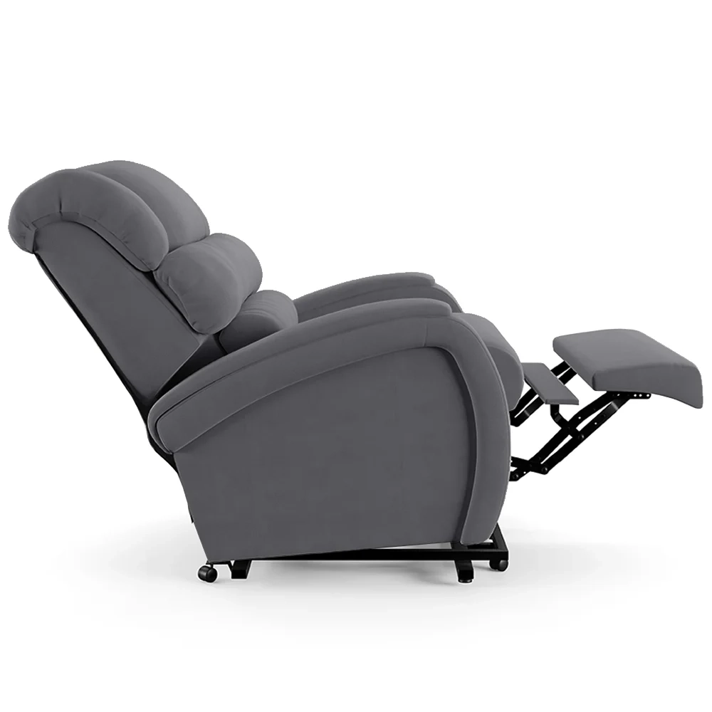 Poltrona do Papai Reclinável Kalie Elevação Lift Elétrico FH9 Veludo Cinza - Mpozenato