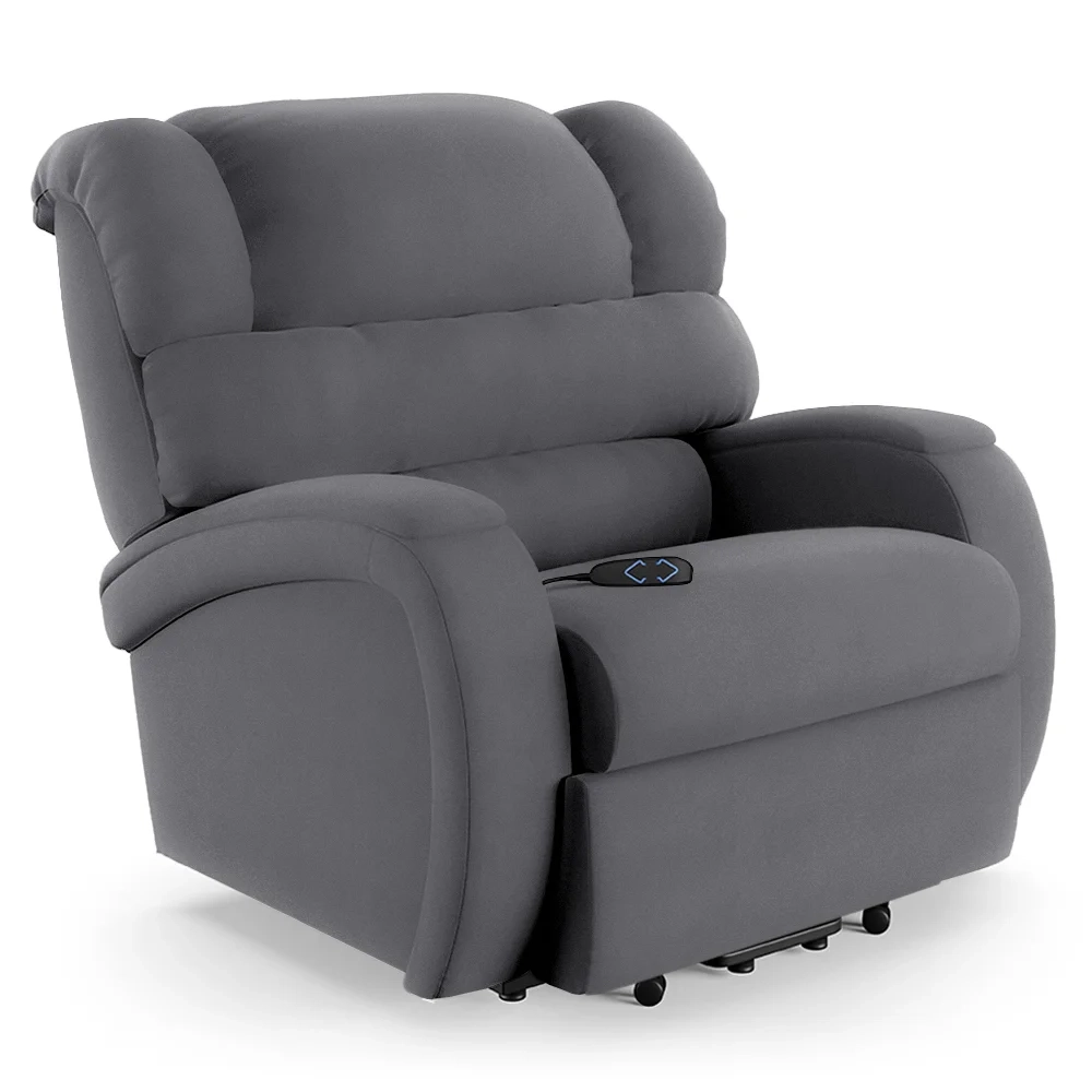 Poltrona do Papai Reclinável Kalie Elevação Lift Elétrico FH9 Veludo Cinza - Mpozenato