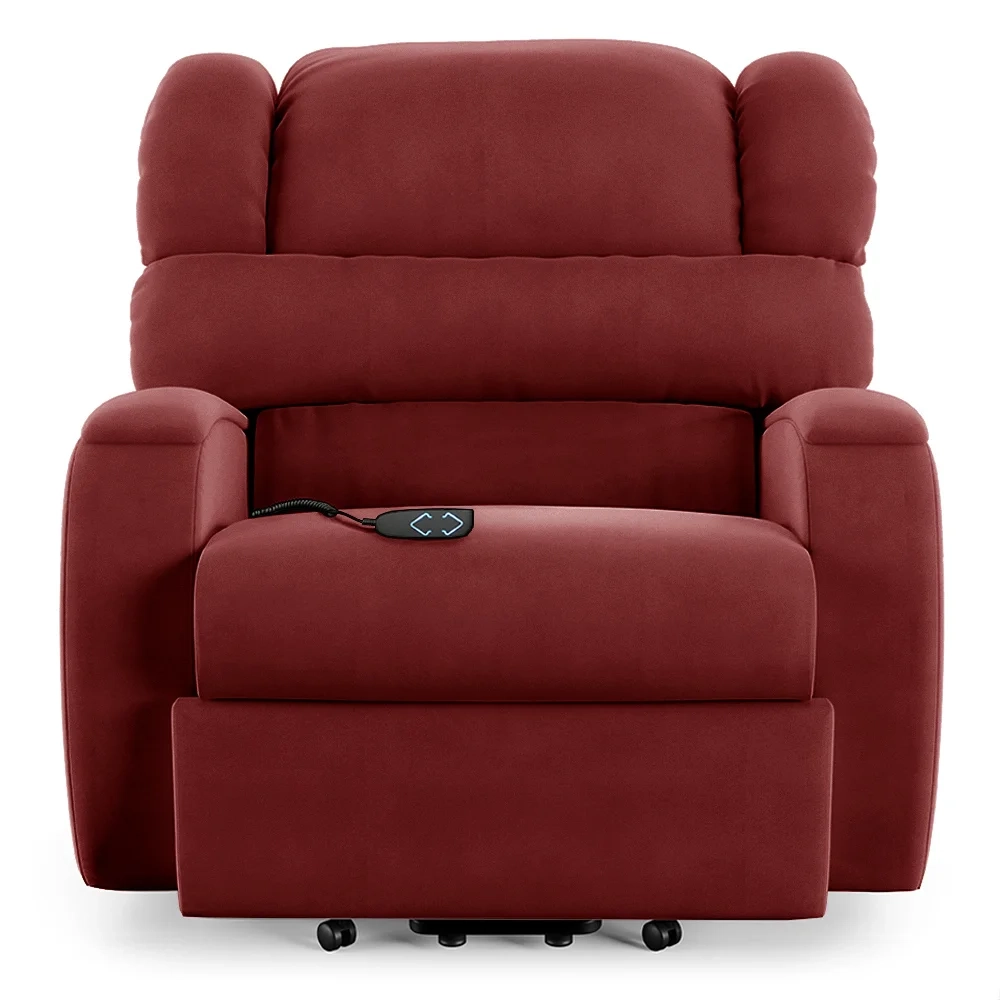 Poltrona do Papai Reclinável Kalie Elevação Lift Elétrico FH9 Veludo Vermelho - Mpozenato