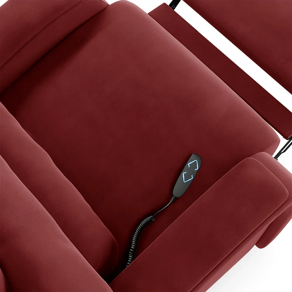 Poltrona do Papai Reclinável Kalie Elevação Lift Elétrico FH9 Veludo Vermelho - Mpozenato