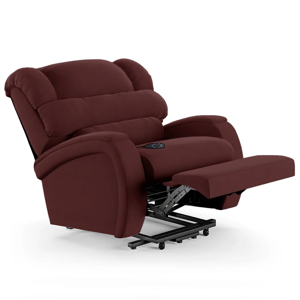 Poltrona do Papai Reclinável Kalie Elevação Lift Elétrico FH9 Veludo Vinho - Mpozenato