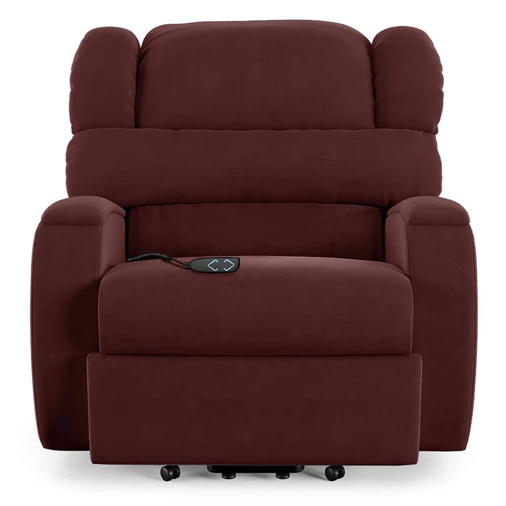 Poltrona do Papai Reclinável Kalie Elevação Lift Elétrico FH9 Veludo Vinho - Mpozenato