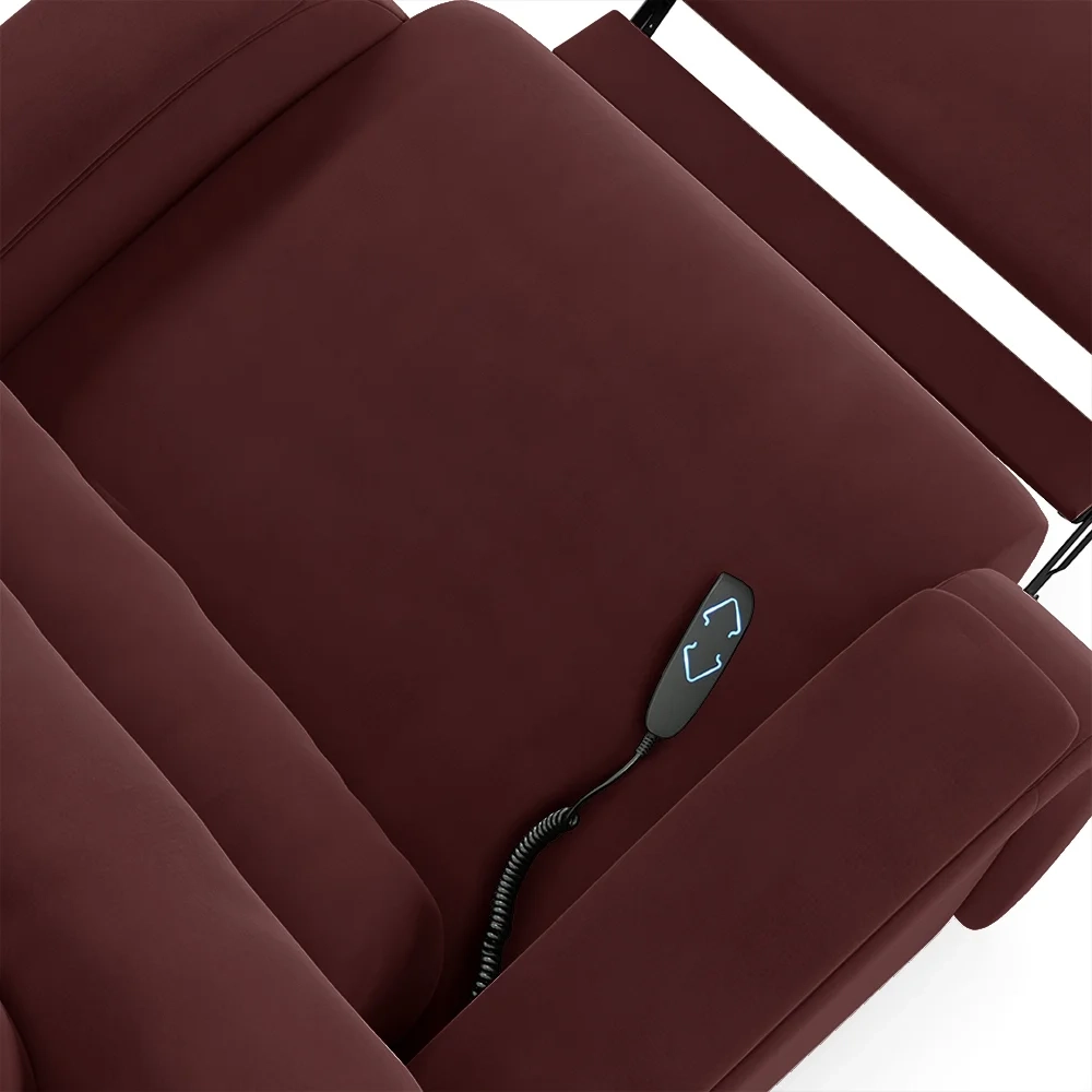 Poltrona do Papai Reclinável Kalie Elevação Lift Elétrico FH9 Veludo Vinho - Mpozenato