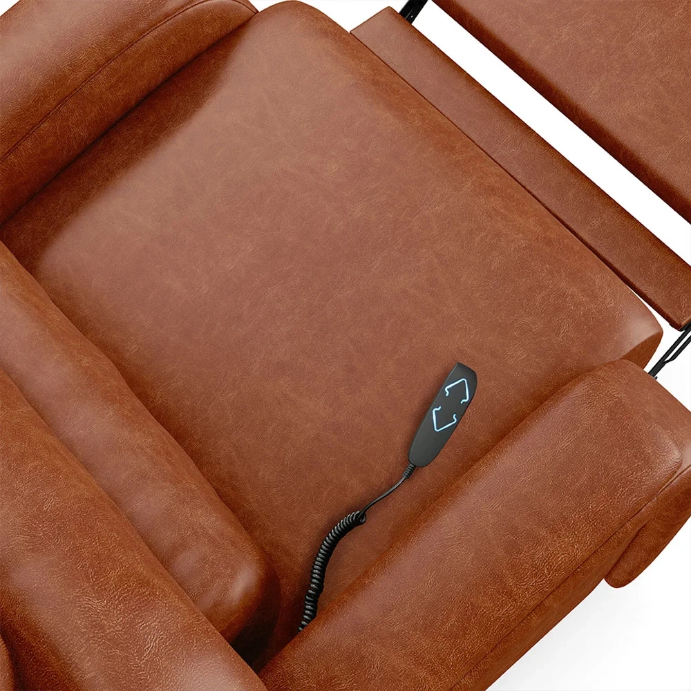 Poltrona do Papai Reclinável Kalie Elevação Lift Elétrico FH9 PU Caramelo Brilho - Mpozenato