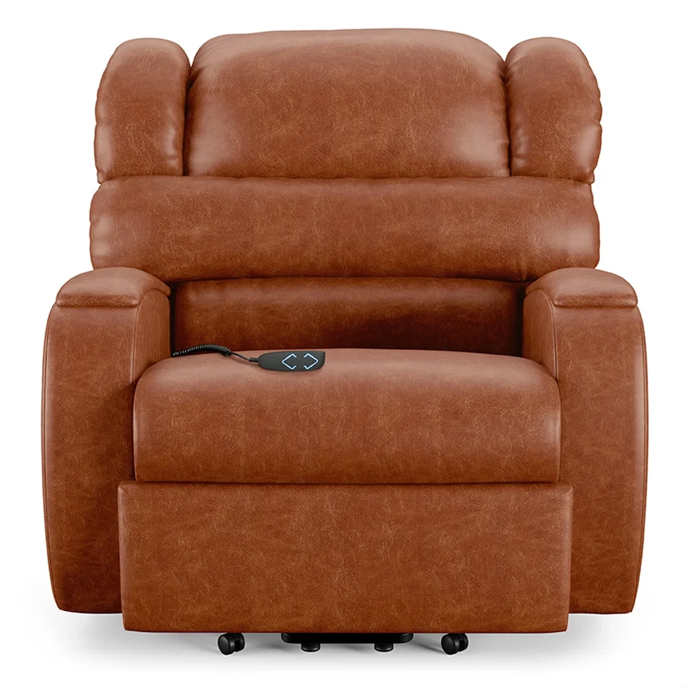 Poltrona do Papai Reclinável Kalie Elevação Lift Elétrico FH9 PU Caramelo Brilho - Mpozenato