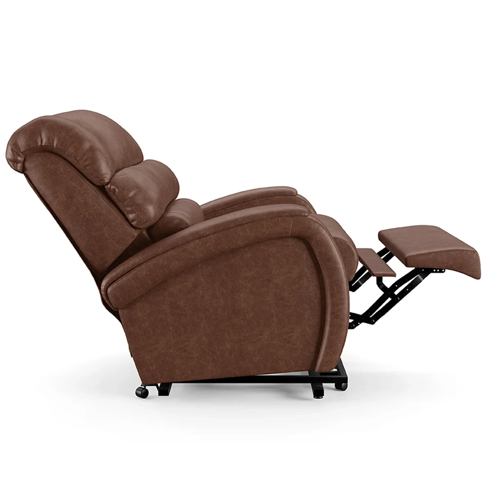 Poltrona do Papai Reclinável Kalie Elevação Lift Elétrico FH9 PU Marrom Brilho - Mpozenato