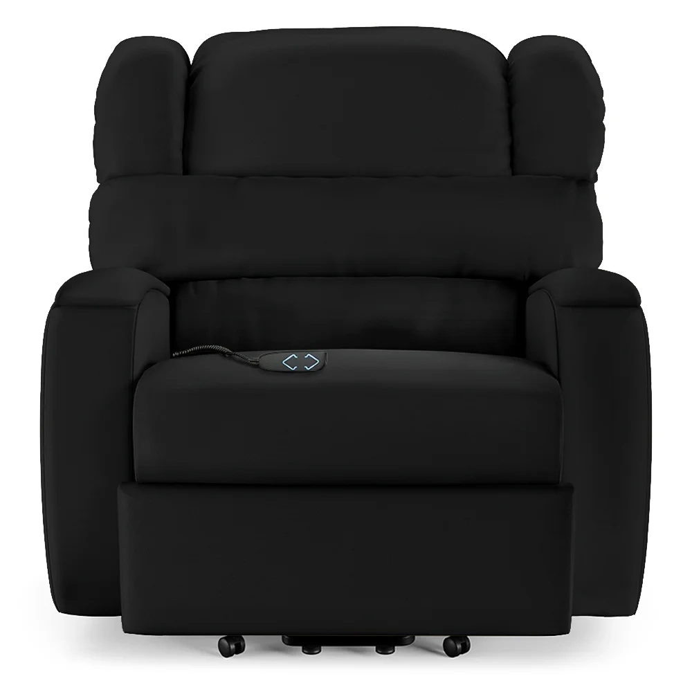 Poltrona do Papai Reclinável Kalie Elevação Lift Elétrico FH9 PU Preto - Mpozenato