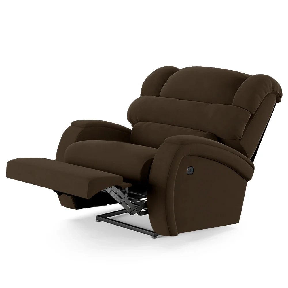 Poltrona do Papai Reclinável Kalie Power Touch USB FH9 Veludo Marrom - Mpozenato