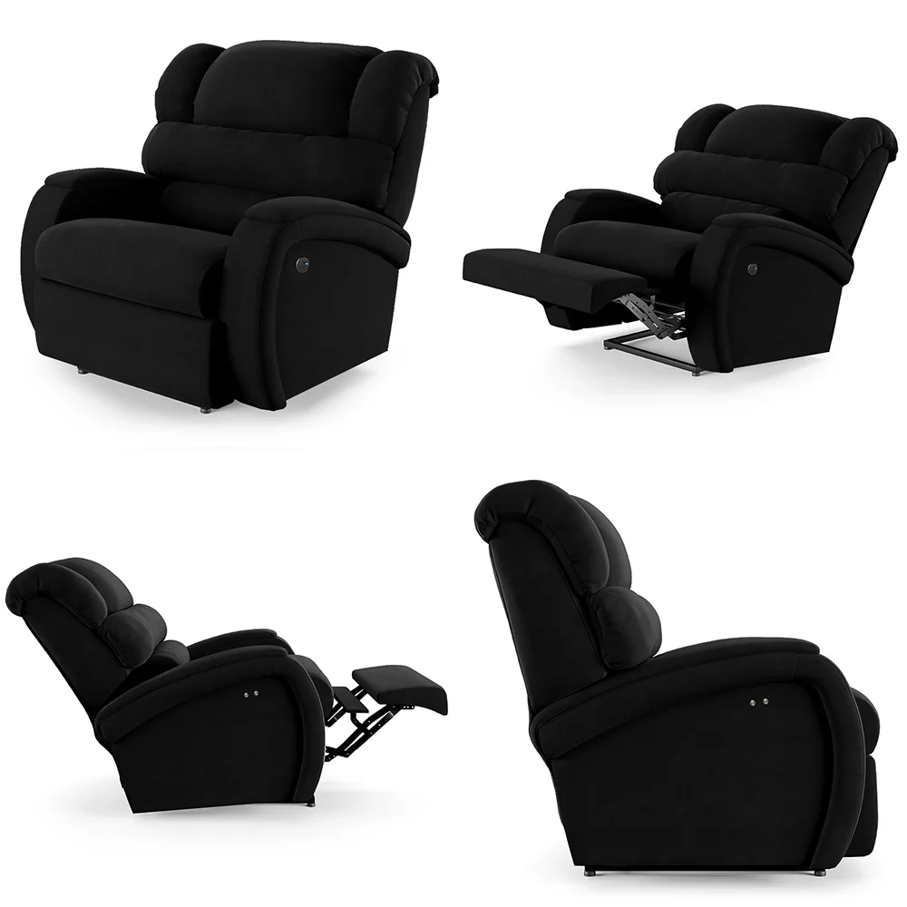 Poltrona do Papai Reclinável Kalie Power Touch Massagem FH9 Veludo Preto - Mpozenato