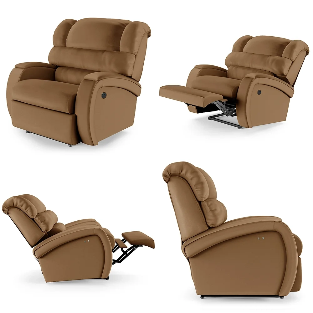 Poltrona do Papai Reclinável Kalie Power Touch Massagem FH9 PU Caramelo - Mpozenato