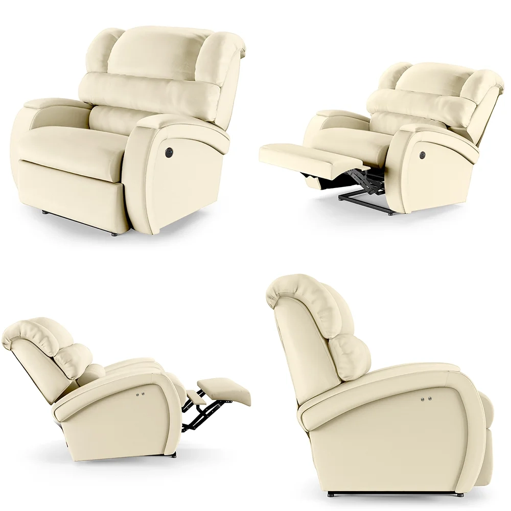 Poltrona do Papai Reclinável Kalie Power Touch Massagem FH9 PU Bege - Mpozenato