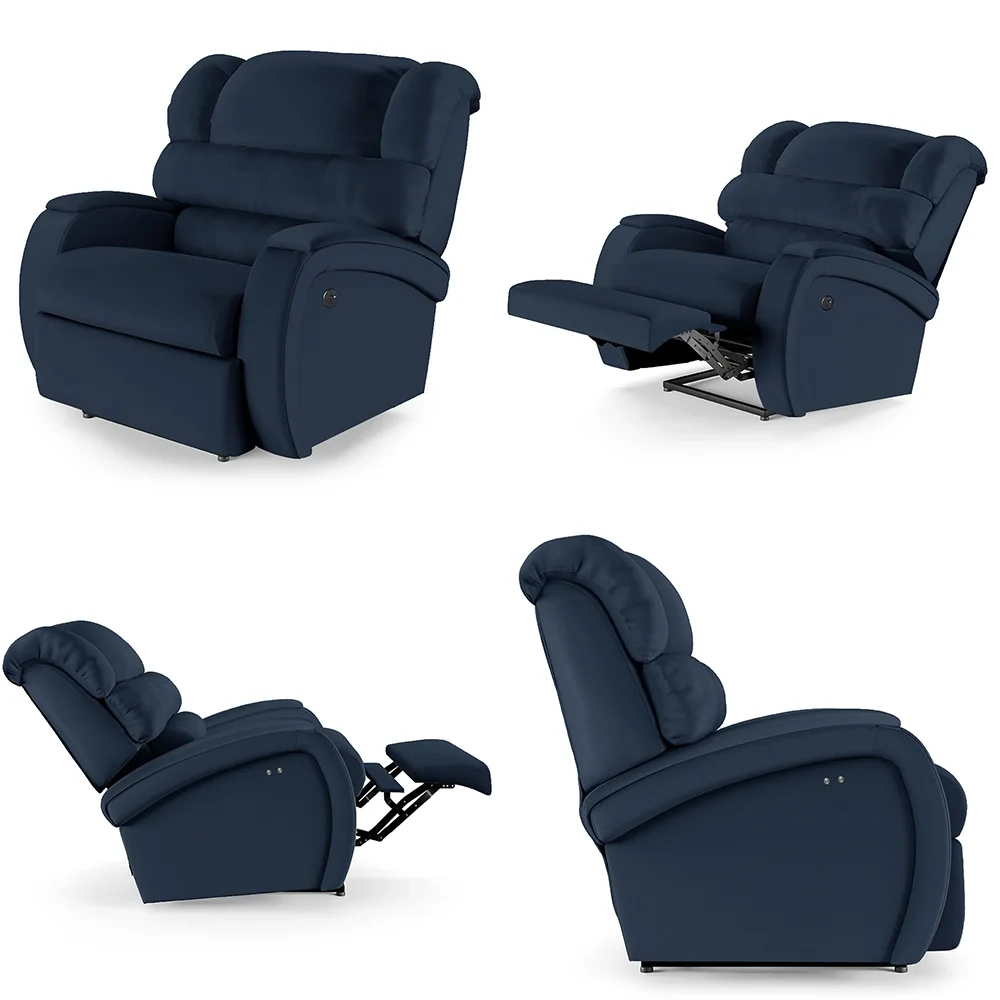 Poltrona do Papai Reclinável Kalie Power Touch Massagem FH9 PU Azul - Mpozenato