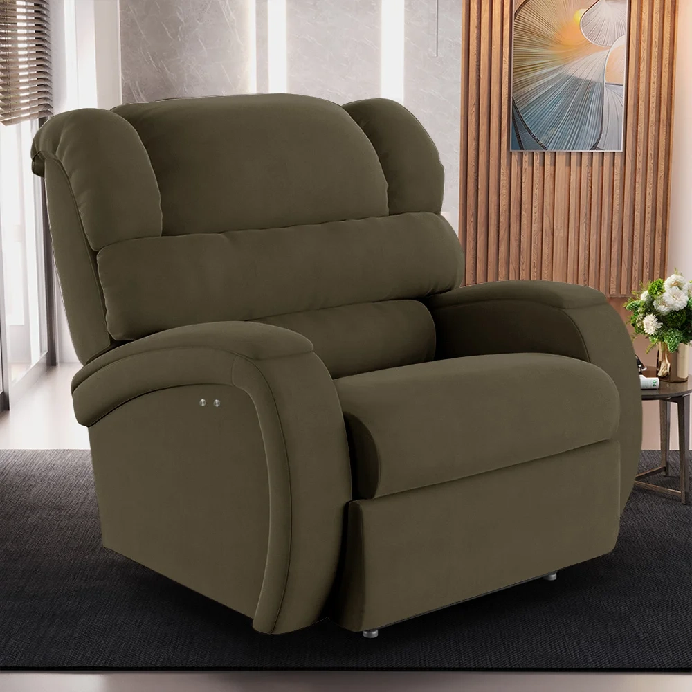 Poltrona do Papai Reclinável Kalie Power Touch Massagem FH9 Veludo Capuccino - Mpozenato