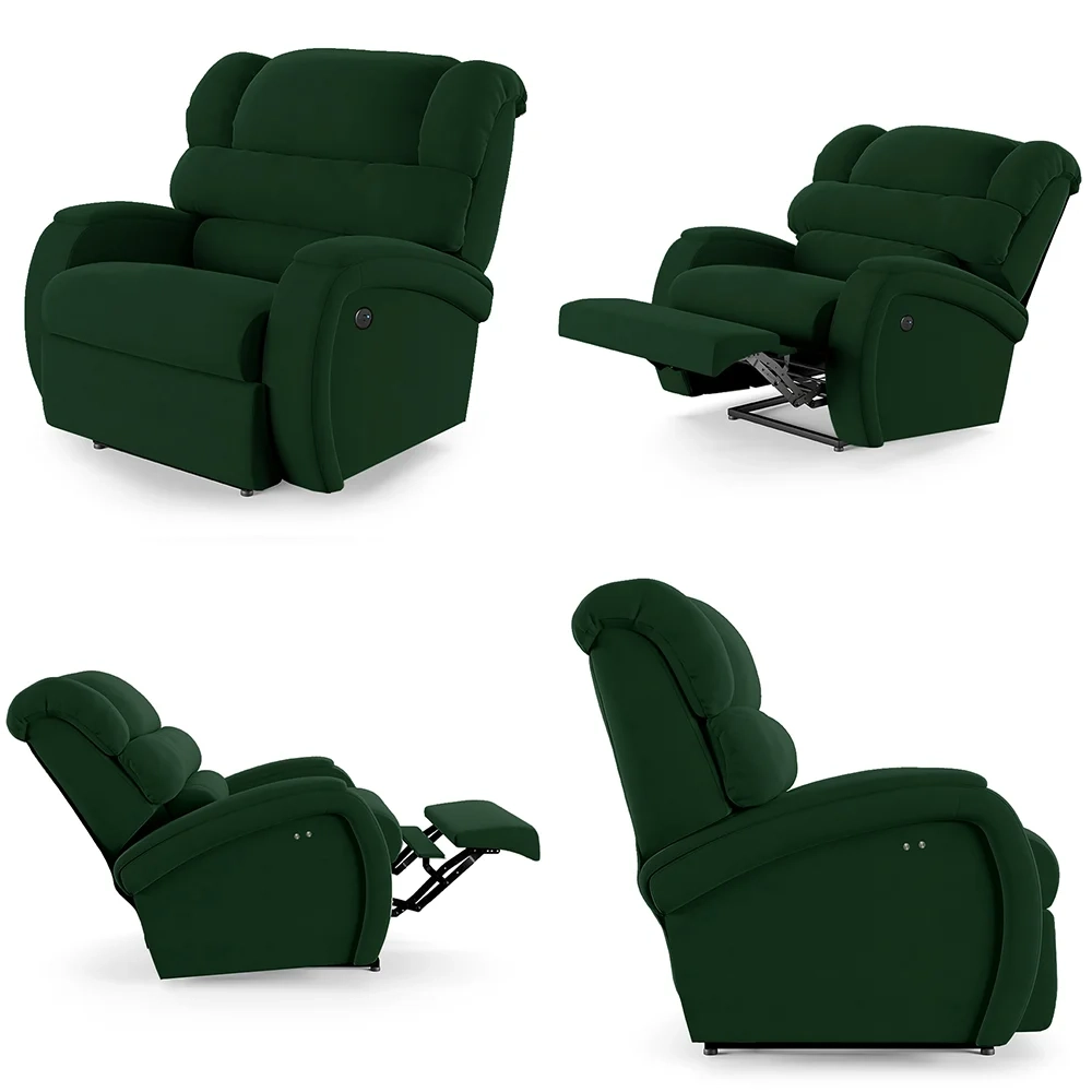 Poltrona do Papai Reclinável Kalie Power Touch Massagem FH9 Veludo Verde - Mpozenato