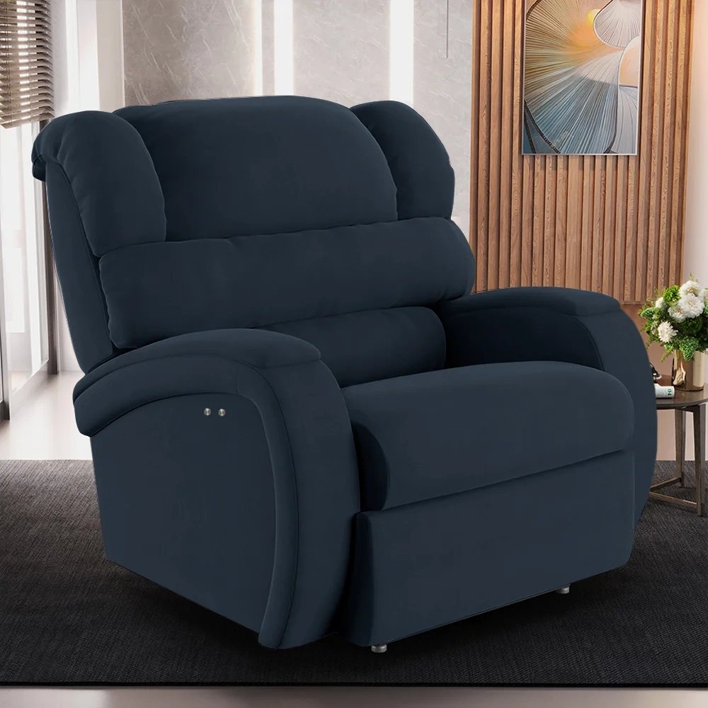Poltrona do Papai Reclinável Kalie Power Touch Massagem FH9 Veludo Azul - Mpozenato