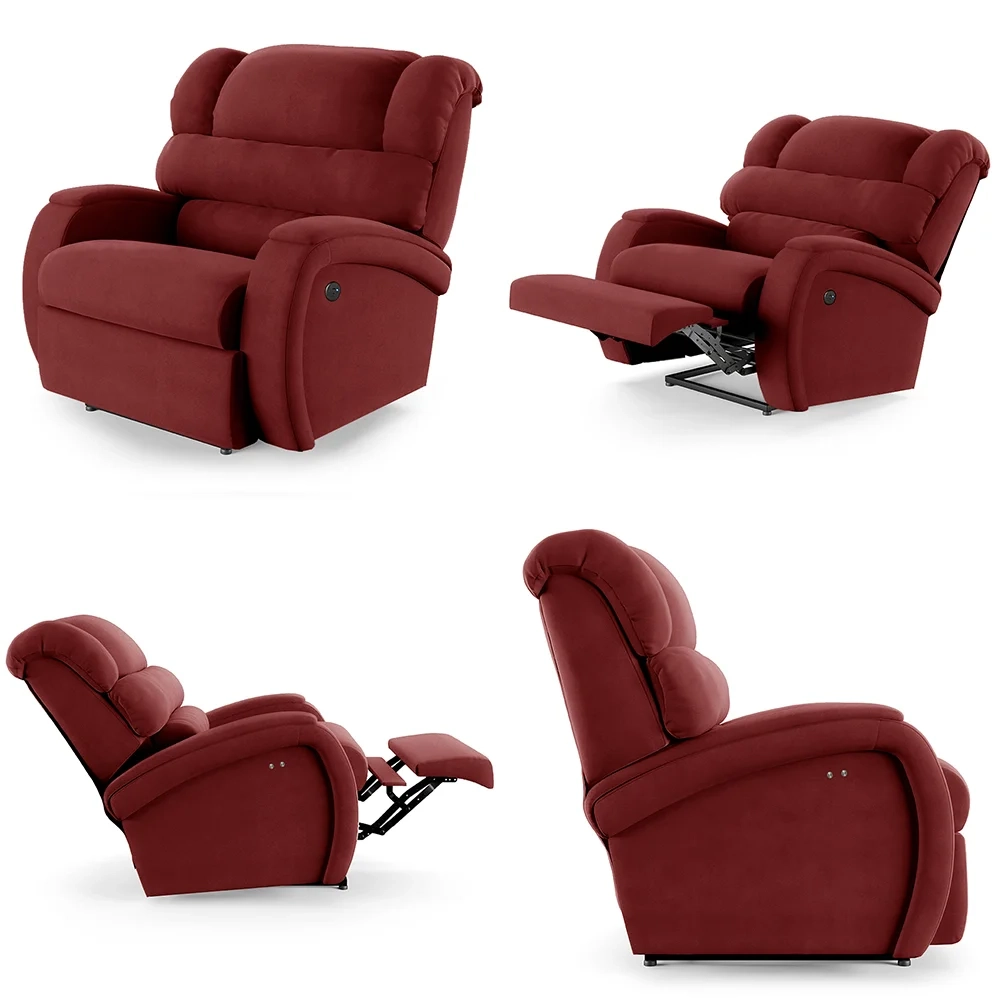 Poltrona do Papai Reclinável Kalie Power Touch Massagem FH9 Veludo Vermelho - Mpozenato