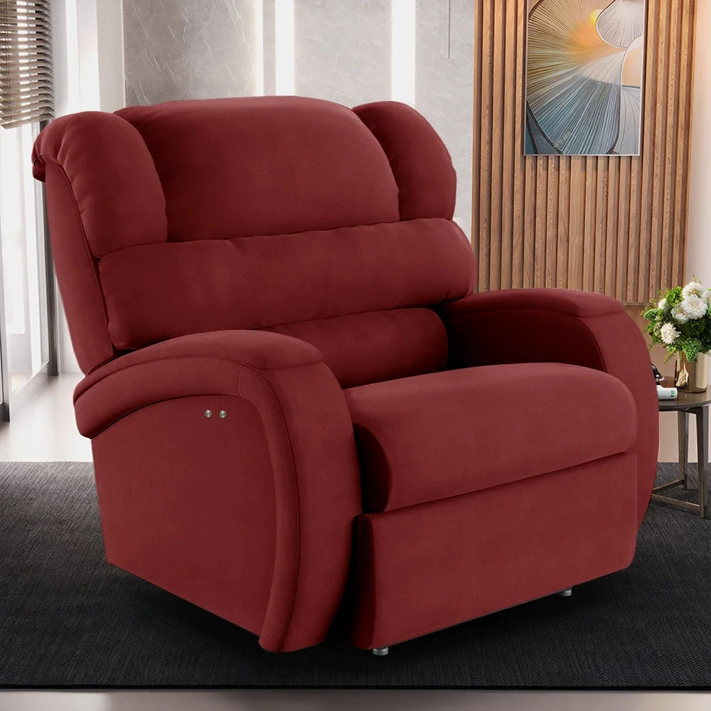 Poltrona do Papai Reclinável Kalie Power Touch Massagem FH9 Veludo Vermelho - Mpozenato