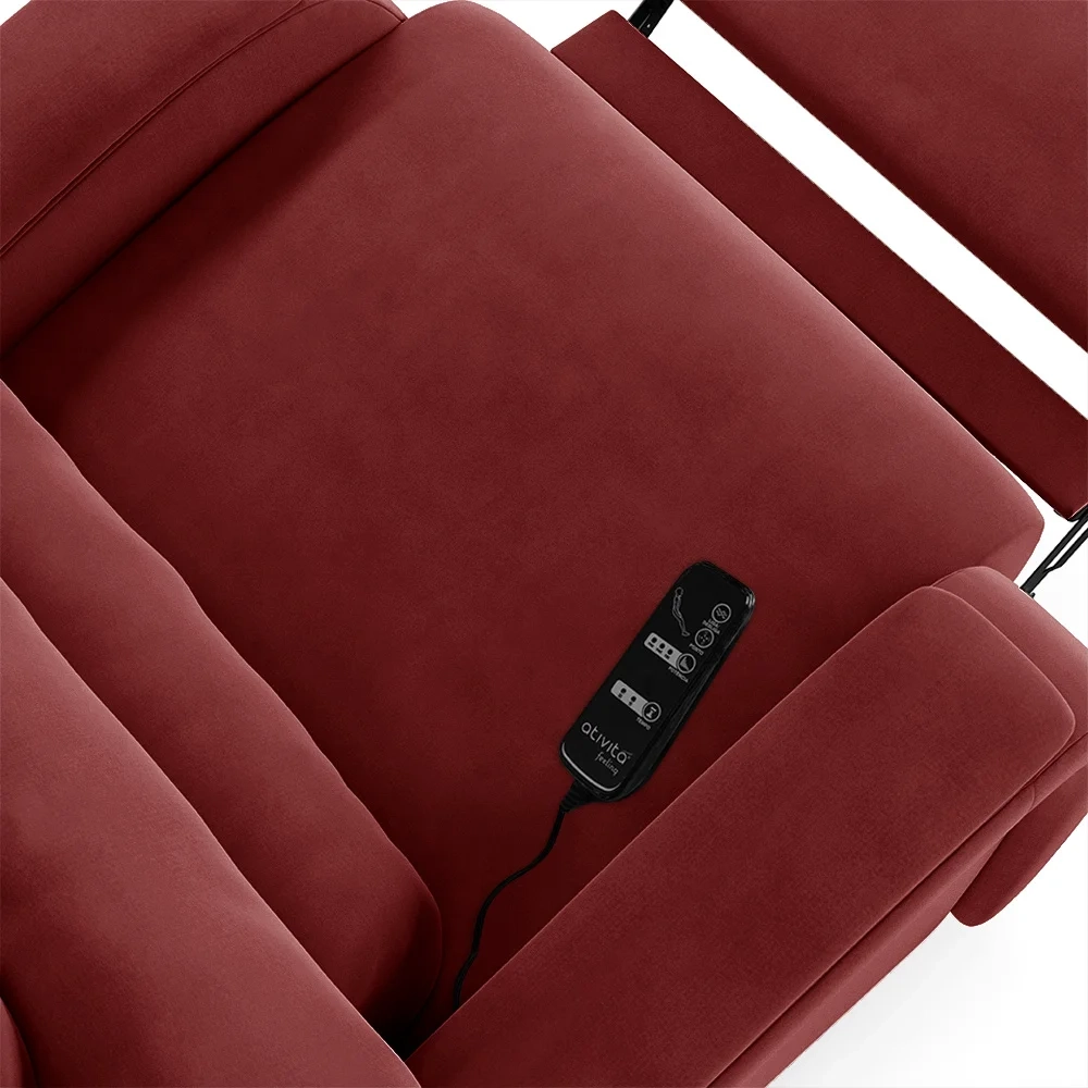 Poltrona do Papai Reclinável Kalie Power Touch Massagem FH9 Veludo Vermelho - Mpozenato