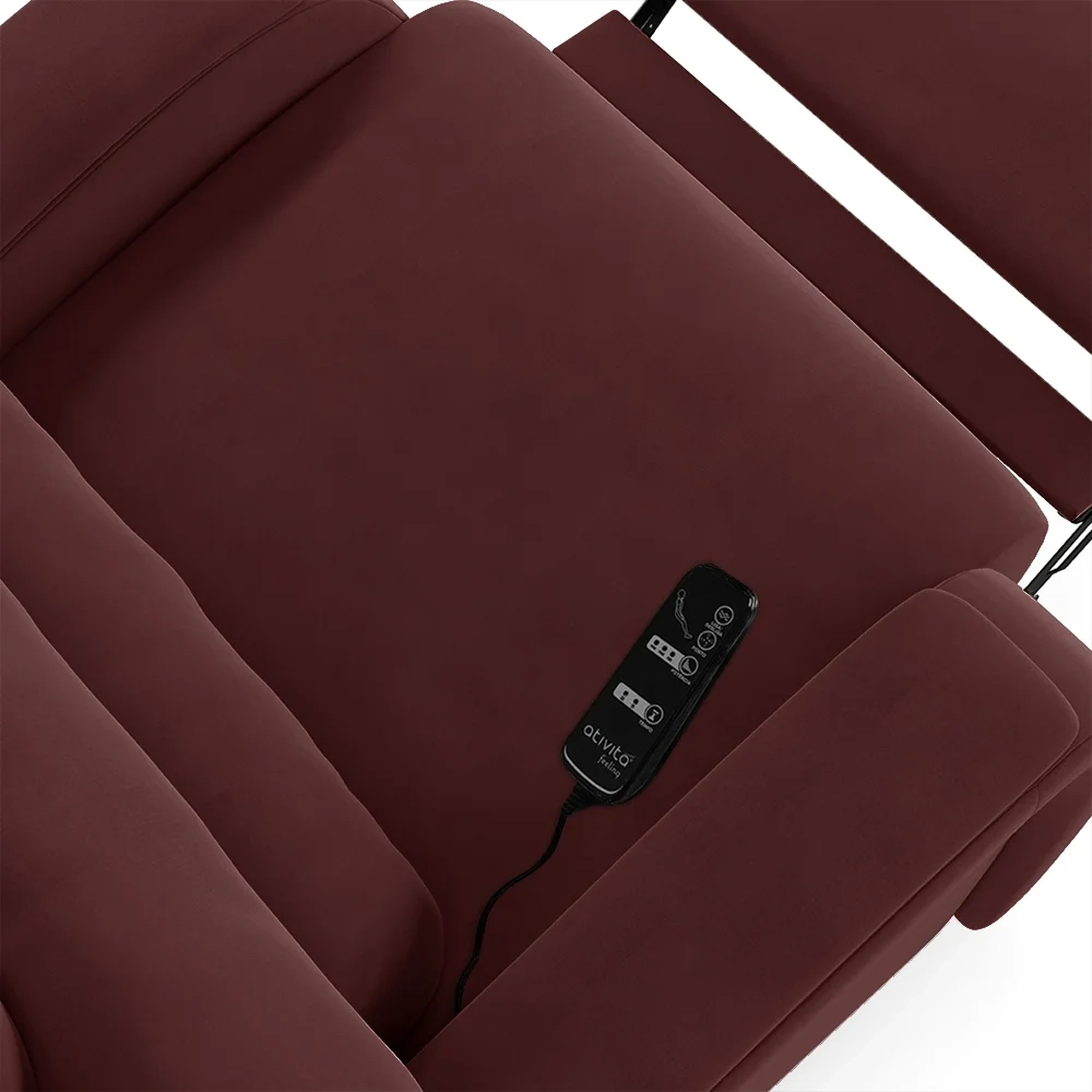 Poltrona do Papai Reclinável Kalie Power Touch Massagem FH9 Veludo Vinho - Mpozenato