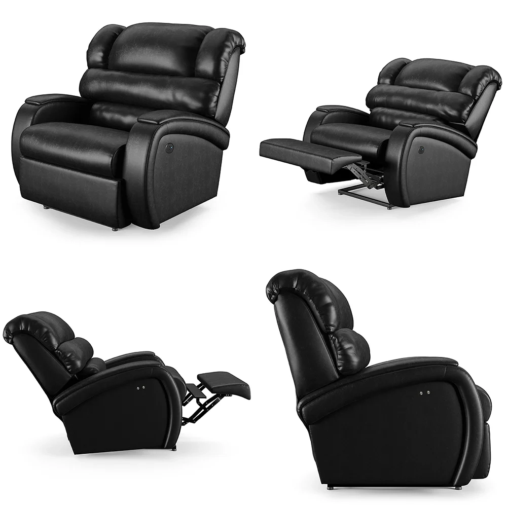 Poltrona do Papai Reclinável Kalie Power Touch Massagem FH9 PU Preto Brilho - Mpozenato