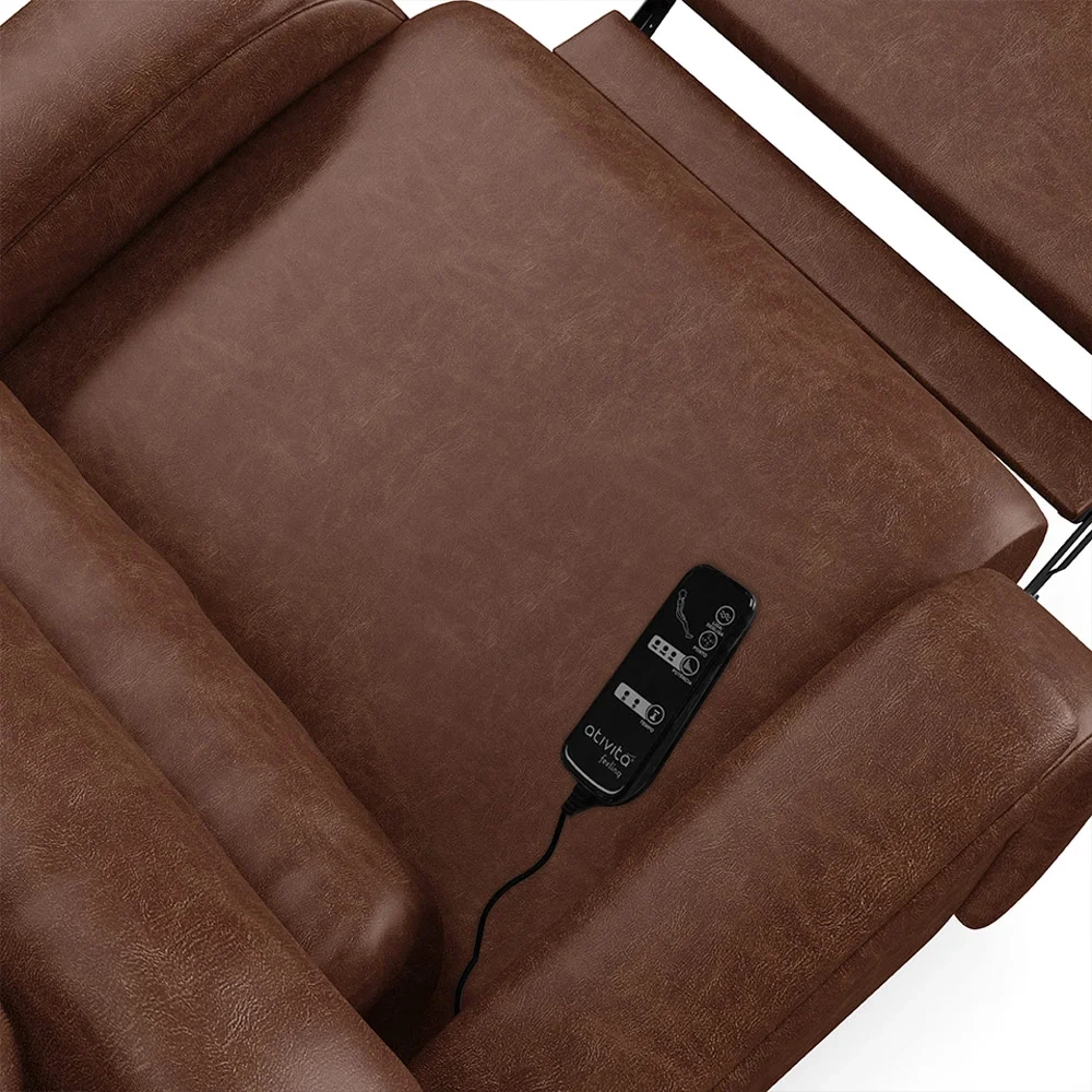 Poltrona do Papai Reclinável Kalie Power Touch Massagem FH9 PU Marrom Brilho - Mpozenato