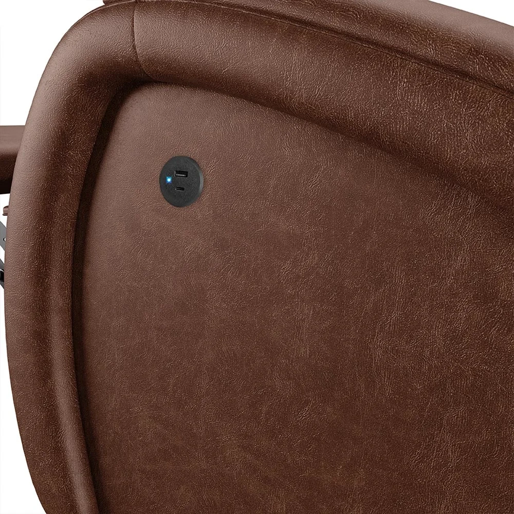 Poltrona do Papai Reclinável Kalie Power Touch Massagem FH9 PU Marrom Brilho - Mpozenato