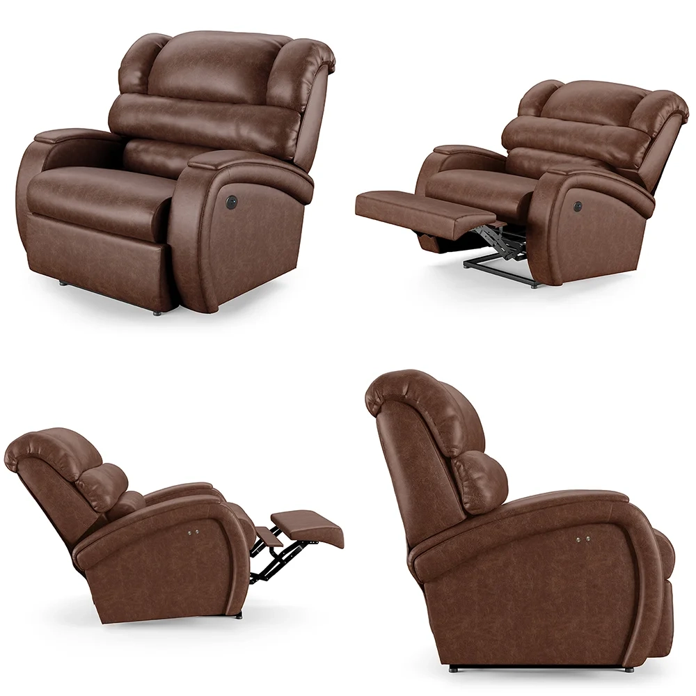 Poltrona do Papai Reclinável Kalie Power Touch Massagem FH9 PU Marrom Brilho - Mpozenato