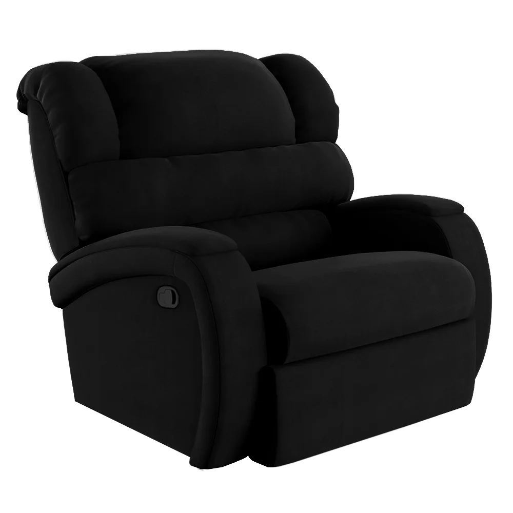 Poltrona do Papai Reclinável Kalie Manual Gatilho FH9 Veludo Preto - Mpozenato