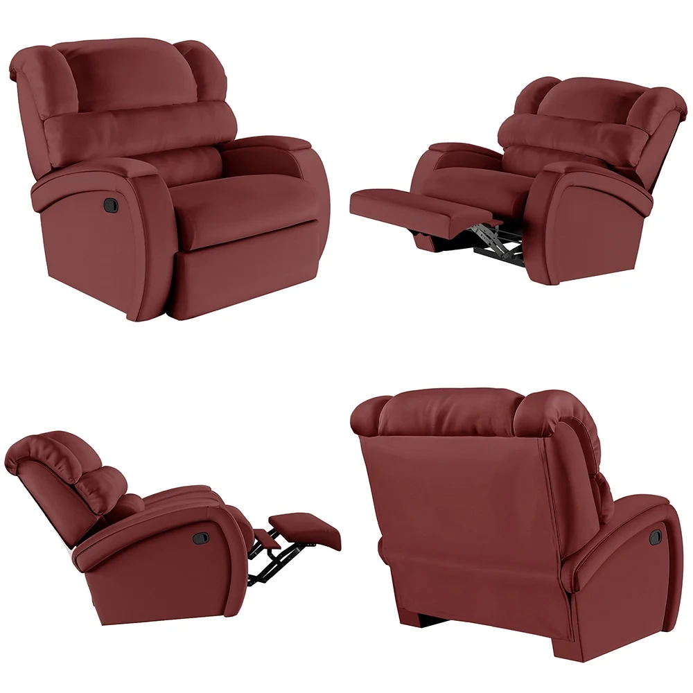 Poltrona do Papai Reclinável Kalie Manual Gatilho FH9 PU Vermelho - Mpozenato