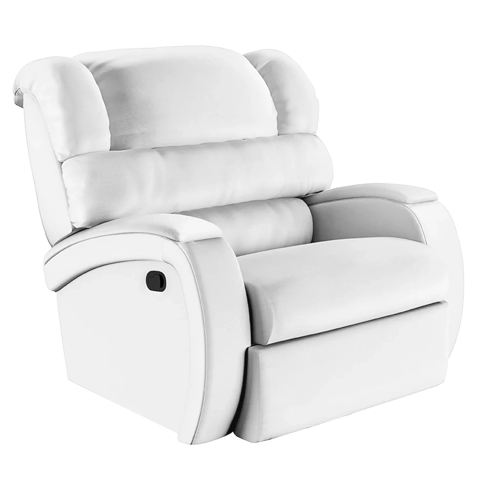 Poltrona do Papai Reclinável Kalie Manual Gatilho FH9 PU Branco - Mpozenato