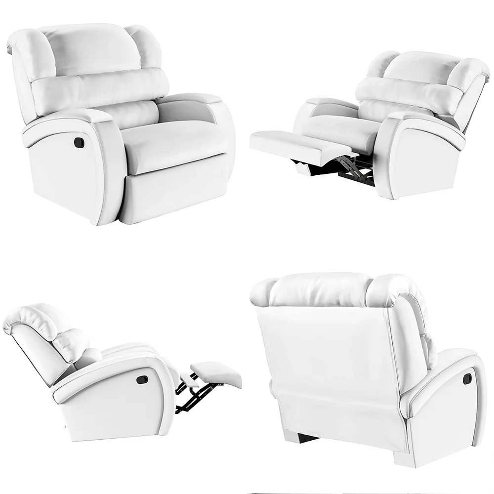 Poltrona do Papai Reclinável Kalie Manual Gatilho FH9 PU Branco - Mpozenato