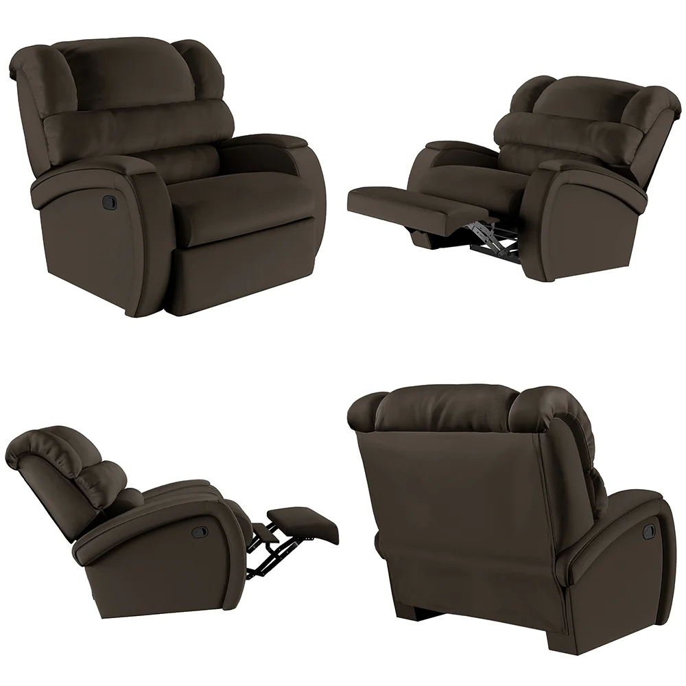 Poltrona do Papai Reclinável Kalie Manual Gatilho FH9 PU Marrom - Mpozenato