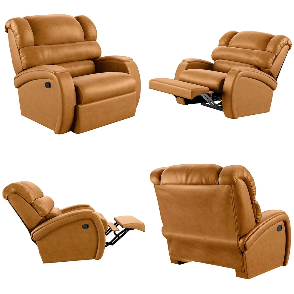 Poltrona do Papai Reclinável Kalie Manual Gatilho FH9 PU Whisky - Mpozenato