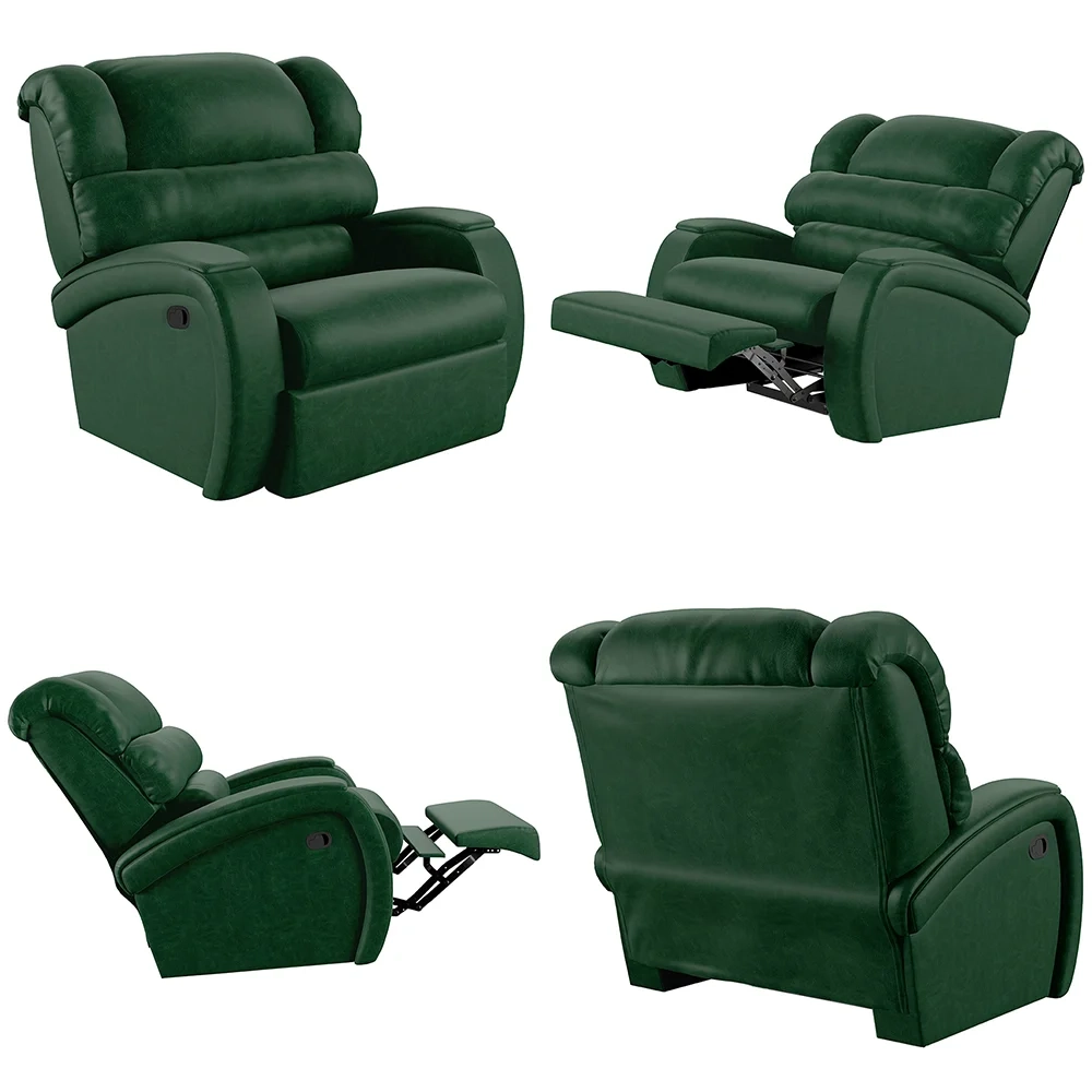 Poltrona do Papai Reclinável Kalie Manual Gatilho FH9 PU Verde Musgo - Mpozenato