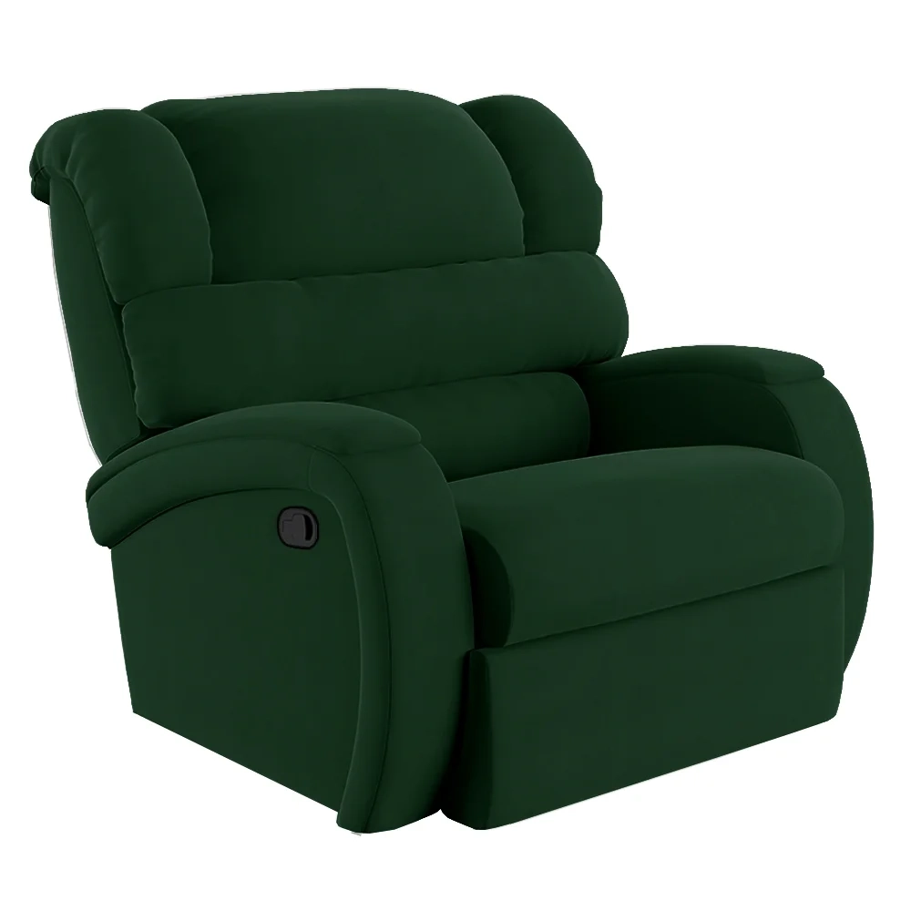 Poltrona do Papai Reclinável Kalie Manual Gatilho FH9 Veludo Verde - Mpozenato