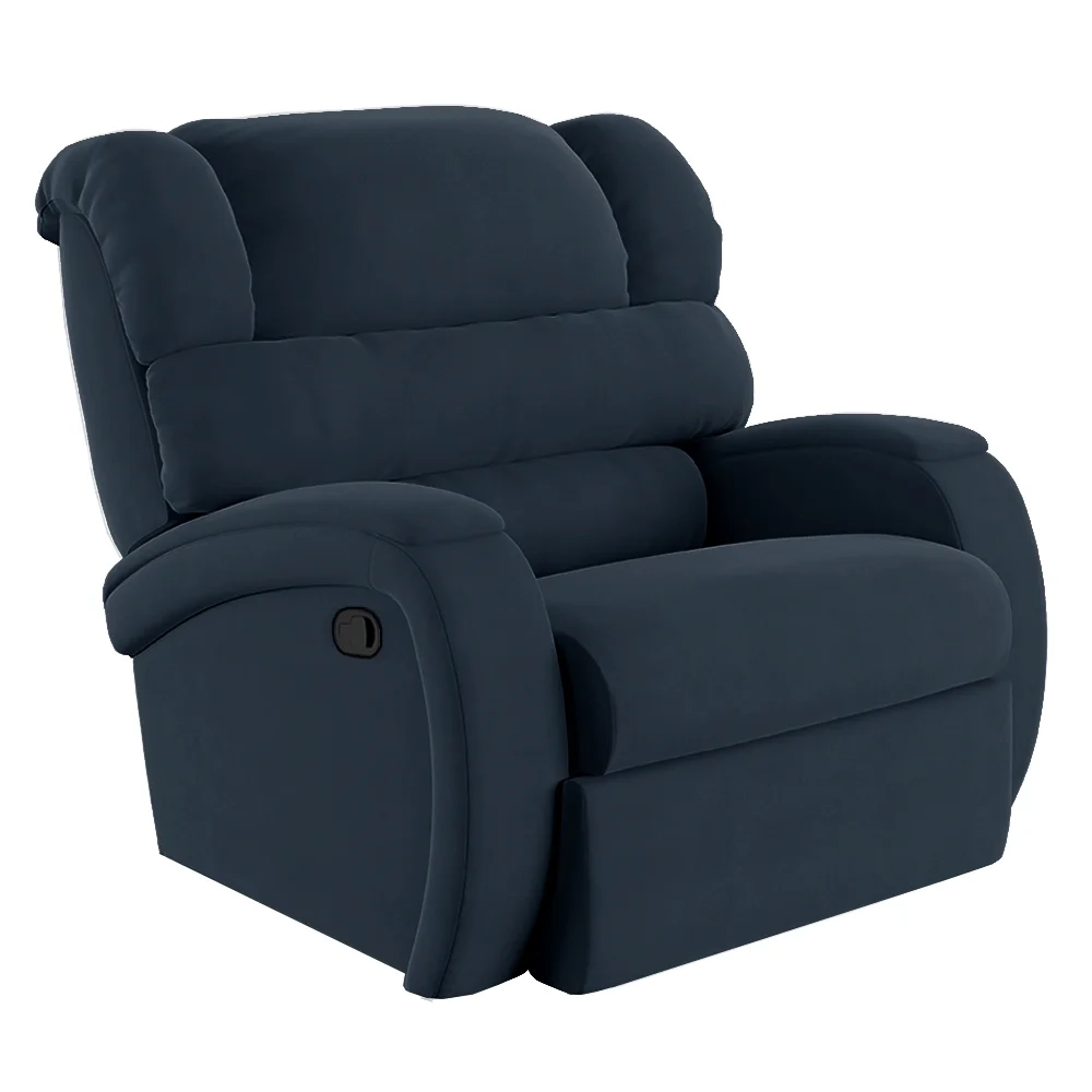 Poltrona do Papai Reclinável Kalie Manual Gatilho FH9 Veludo Azul - Mpozenato