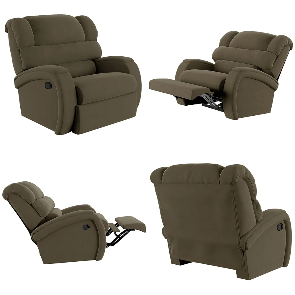 Poltrona do Papai Reclinável Kalie Manual Gatilho FH9 Veludo Capuccino - Mpozenato