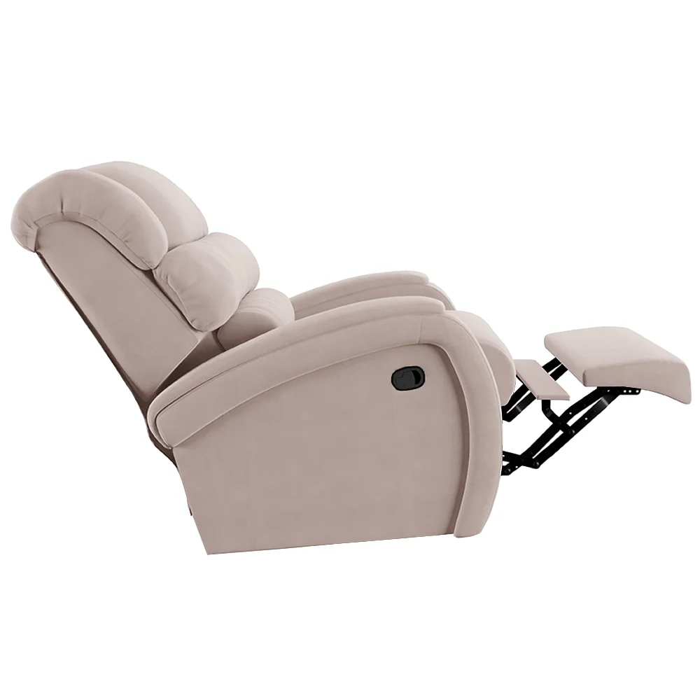 Poltrona do Papai Reclinável Kalie Manual Gatilho FH9 Veludo Rosê - Mpozenato