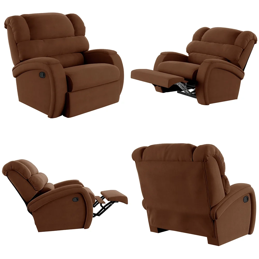 Poltrona do Papai Reclinável Kalie Manual Gatilho FH9 Veludo Terracota - Mpozenato