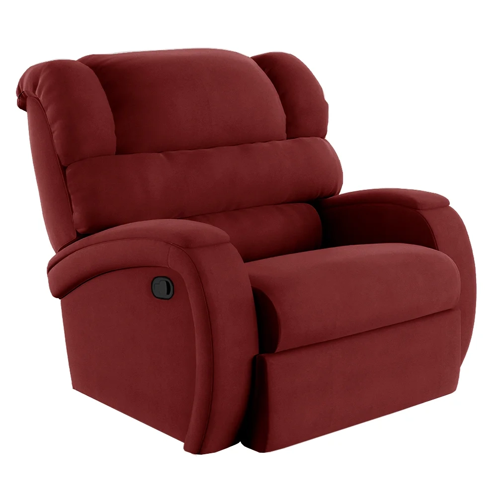 Poltrona do Papai Reclinável Kalie Manual Gatilho FH9 Veludo Vermelho - Mpozenato