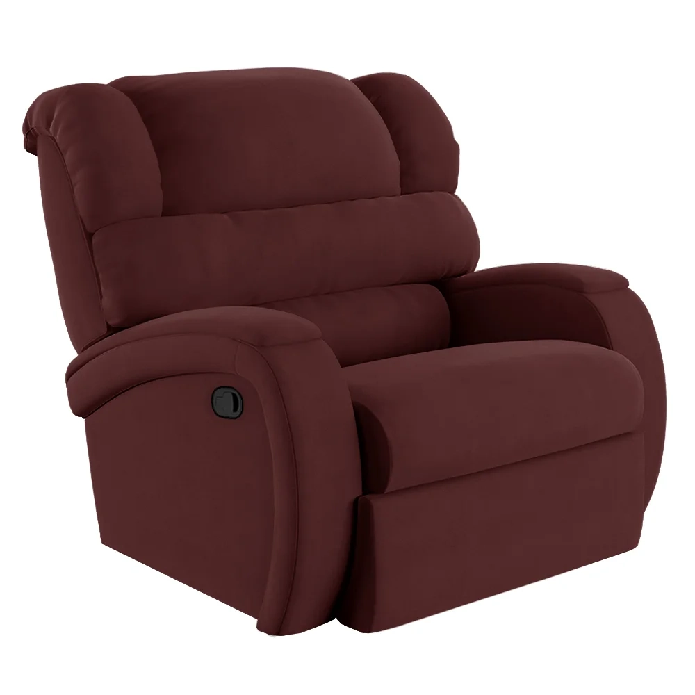 Poltrona do Papai Reclinável Kalie Manual Gatilho FH9 Veludo Vinho - Mpozenato