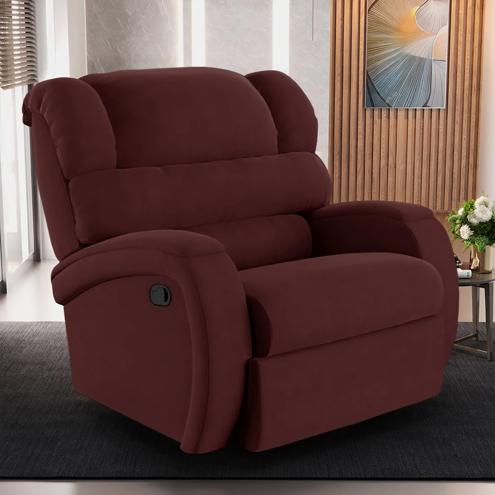 Poltrona do Papai Reclinável Kalie Manual Gatilho FH9 Veludo Vinho - Mpozenato