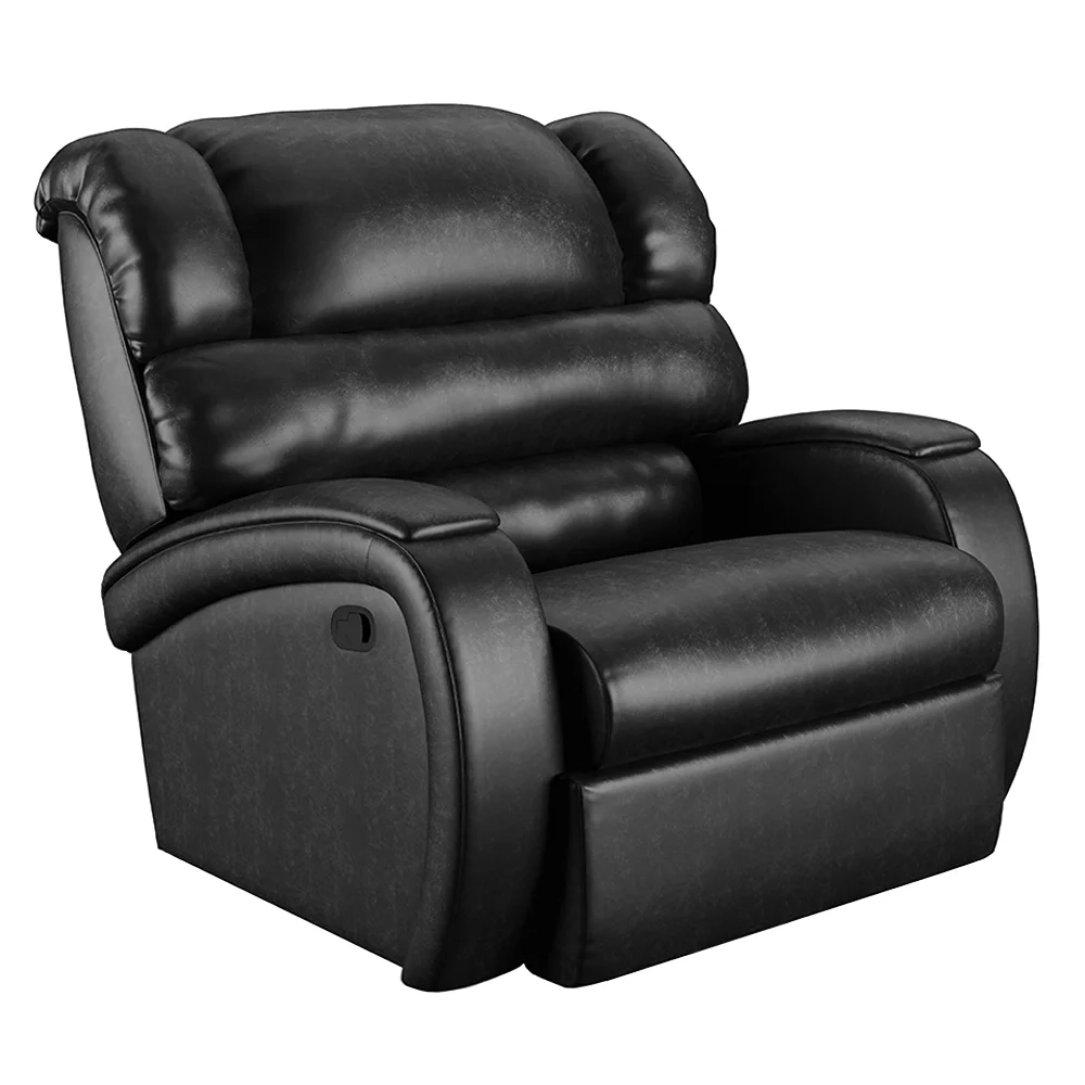Poltrona do Papai Reclinável Kalie Manual Gatilho FH9 PU Preto Brilho - Mpozenato