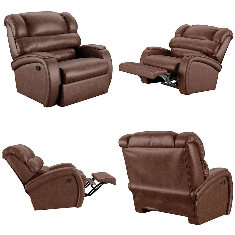 Poltrona do Papai Reclinável Kalie Manual Gatilho FH9 PU Marrom Brilho - Mpozenato