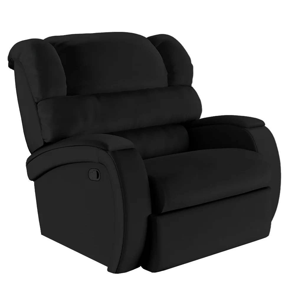 Poltrona do Papai Reclinável Kalie Manual Gatilho FH9 PU Preto - Mpozenato