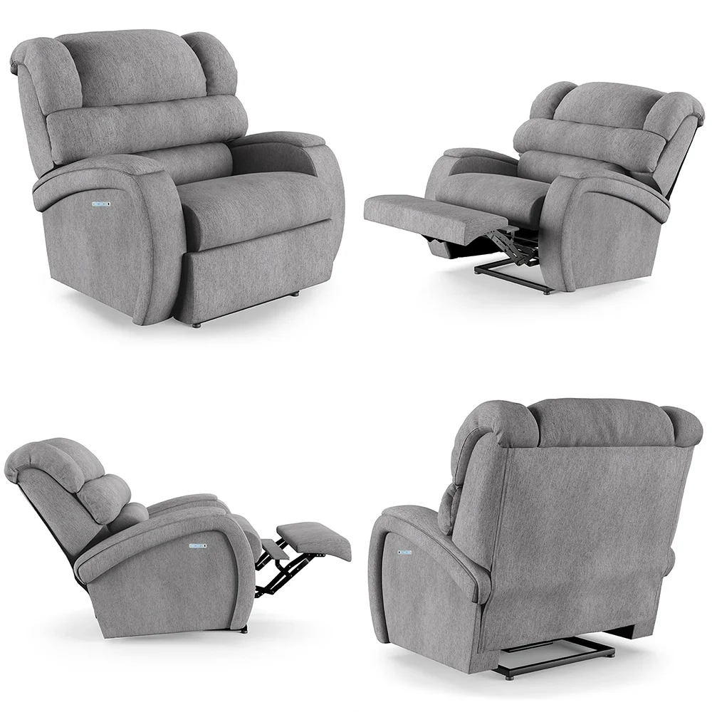 Poltrona do Papai Reclinável Kalie Elétrica Botão LED FH9 Linho Cinza - Mpozenato