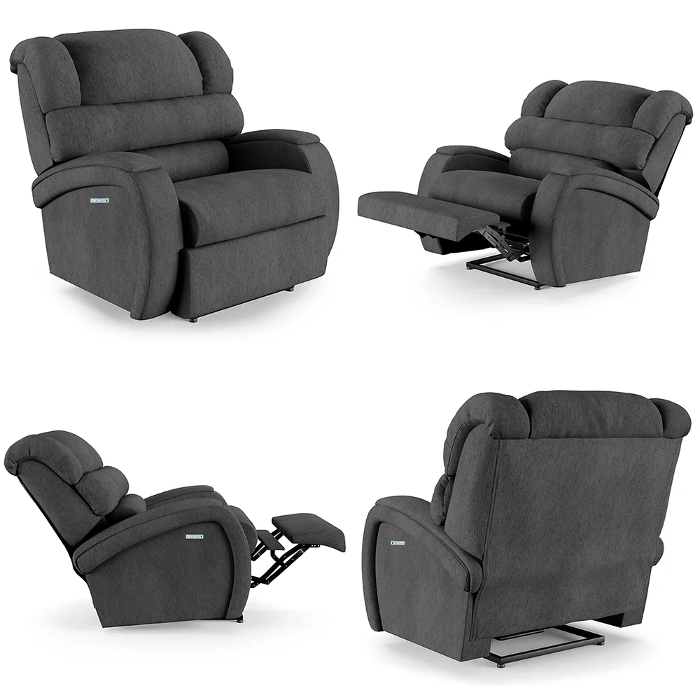 Poltrona do Papai Reclinável Kalie Elétrica Botão LED FH9 Linho Grafite - Mpozenato